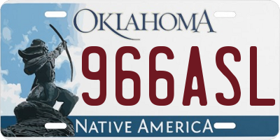 OK license plate 966ASL