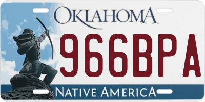 OK license plate 966BPA