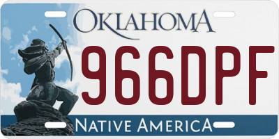 OK license plate 966DPF