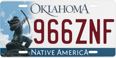OK license plate 966ZNF