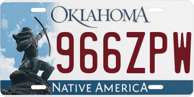 OK license plate 966ZPW