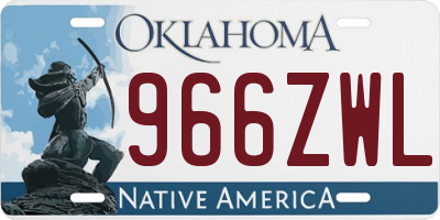 OK license plate 966ZWL