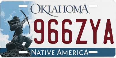 OK license plate 966ZYA