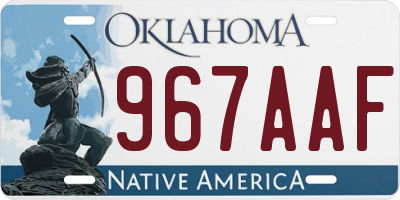 OK license plate 967AAF