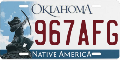 OK license plate 967AFG