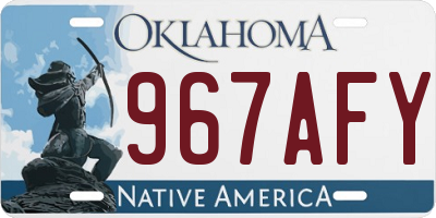 OK license plate 967AFY
