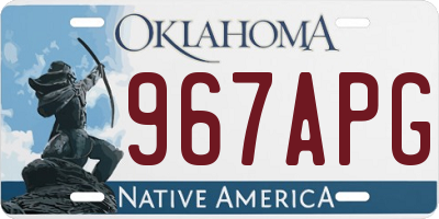 OK license plate 967APG