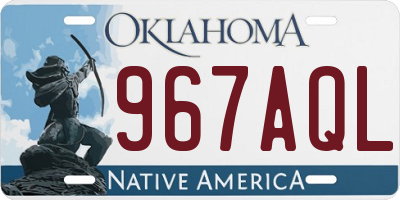 OK license plate 967AQL