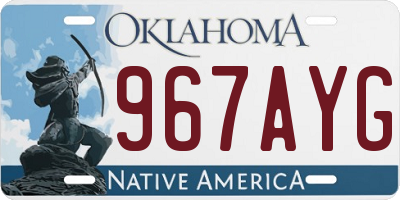 OK license plate 967AYG
