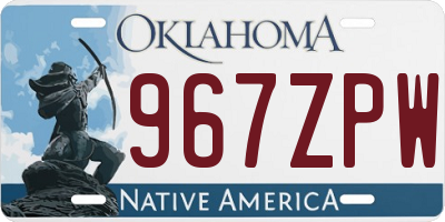 OK license plate 967ZPW