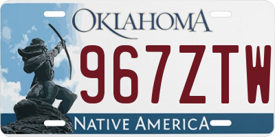 OK license plate 967ZTW