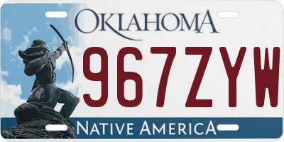 OK license plate 967ZYW