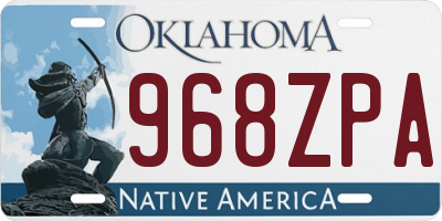 OK license plate 968ZPA