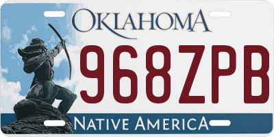 OK license plate 968ZPB