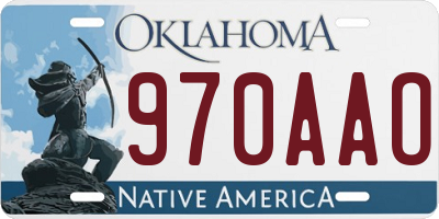 OK license plate 970AAO