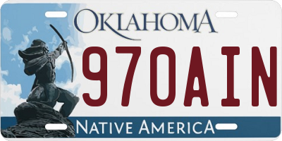 OK license plate 970AIN