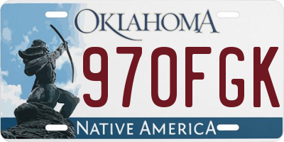 OK license plate 970FGK
