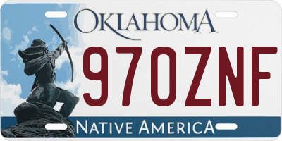 OK license plate 970ZNF