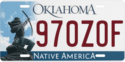 OK license plate 970ZOF