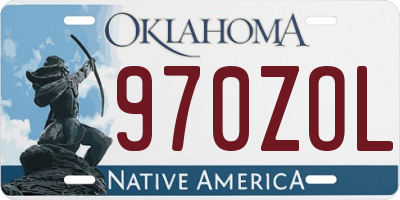 OK license plate 970ZOL