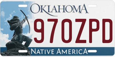 OK license plate 970ZPD