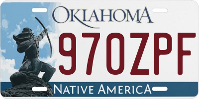 OK license plate 970ZPF