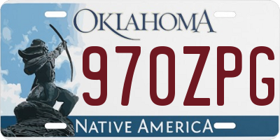 OK license plate 970ZPG