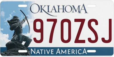 OK license plate 970ZSJ