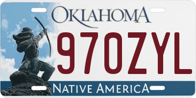 OK license plate 970ZYL