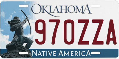 OK license plate 970ZZA