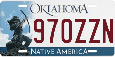 OK license plate 970ZZN