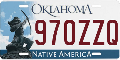 OK license plate 970ZZQ