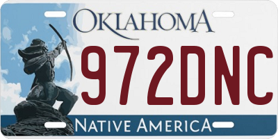 OK license plate 972DNC