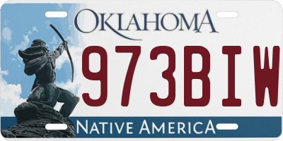 OK license plate 973BIW