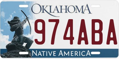 OK license plate 974ABA