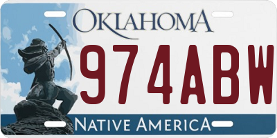 OK license plate 974ABW