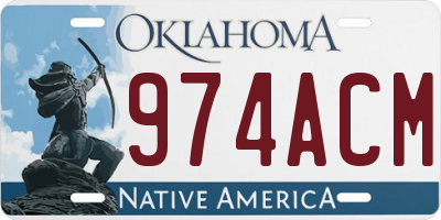 OK license plate 974ACM