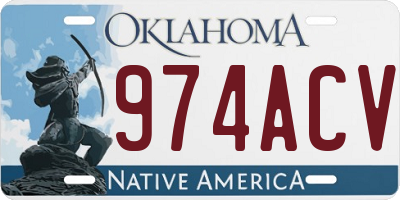 OK license plate 974ACV