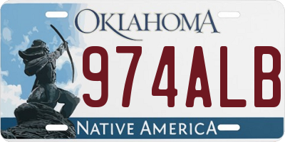 OK license plate 974ALB