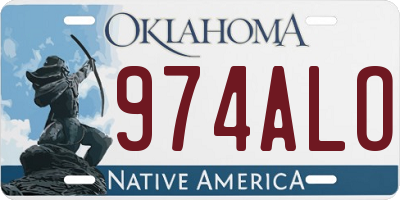 OK license plate 974ALO