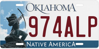 OK license plate 974ALP