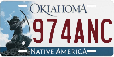 OK license plate 974ANC