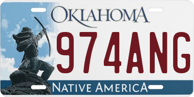 OK license plate 974ANG