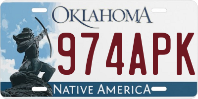 OK license plate 974APK