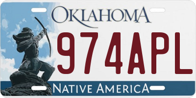 OK license plate 974APL
