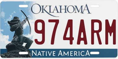 OK license plate 974ARM