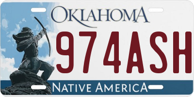 OK license plate 974ASH