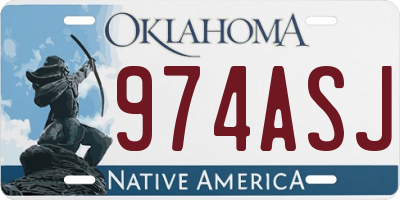 OK license plate 974ASJ