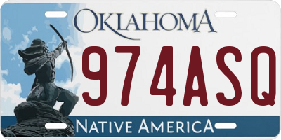 OK license plate 974ASQ
