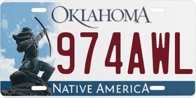 OK license plate 974AWL